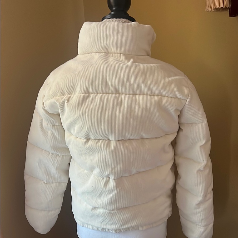 White Puffer Jacket XS Corduroy thickly lined - Picture 2 of 13